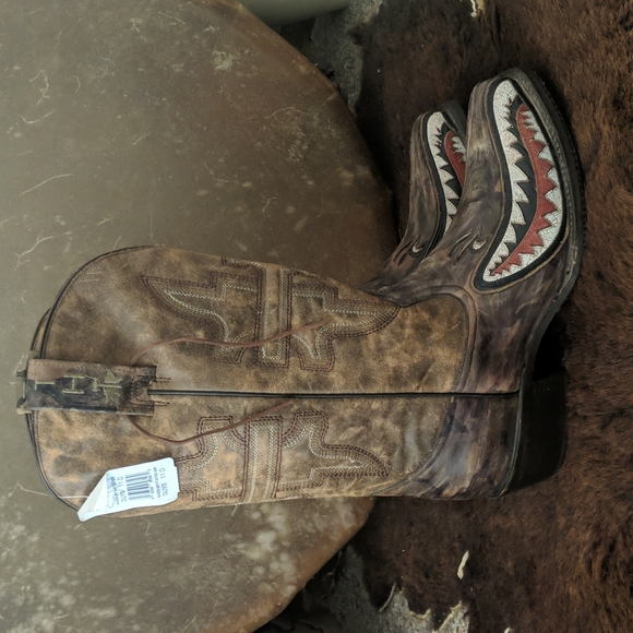 TIN HAUL "Sharky" Bomber Girl Pin-up cowboy western square toe boots NWT 11D - Picture 8 of 16